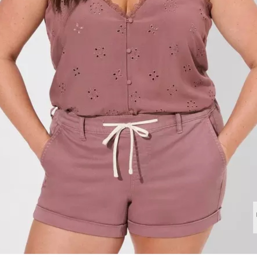 Torrid Pink Cargo Shorts with Elastic Waistband